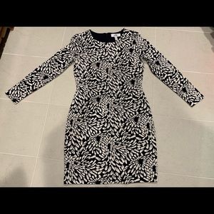 Belle Badgley Mischka Navy Floral Jacquard Dress